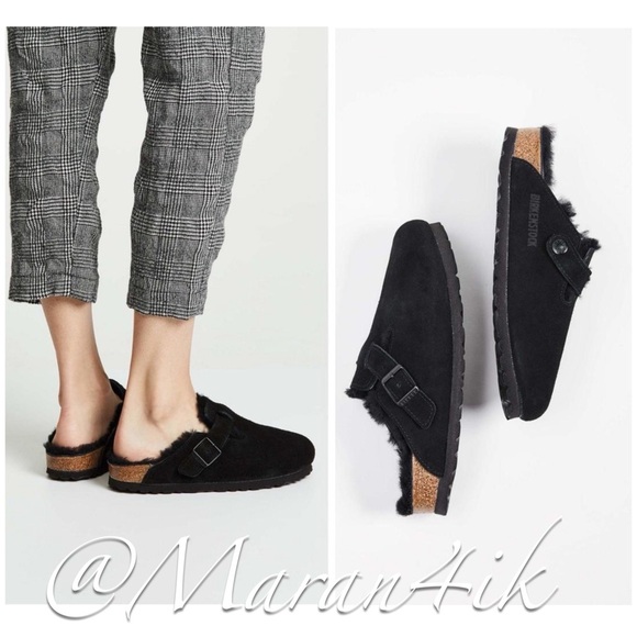 Birkenstock Boston Shearling Suede Leather Clog  Size 39 - Picture 1 of 16